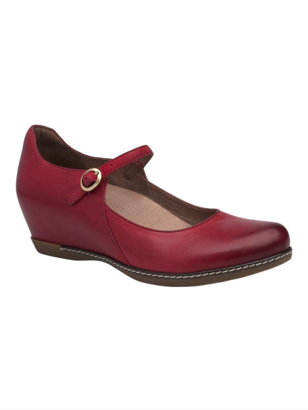 Dansko Loralie Nubuck Leather Mary Jane Wedge Size 7.5 / 8 Red Retro Rockabilly
